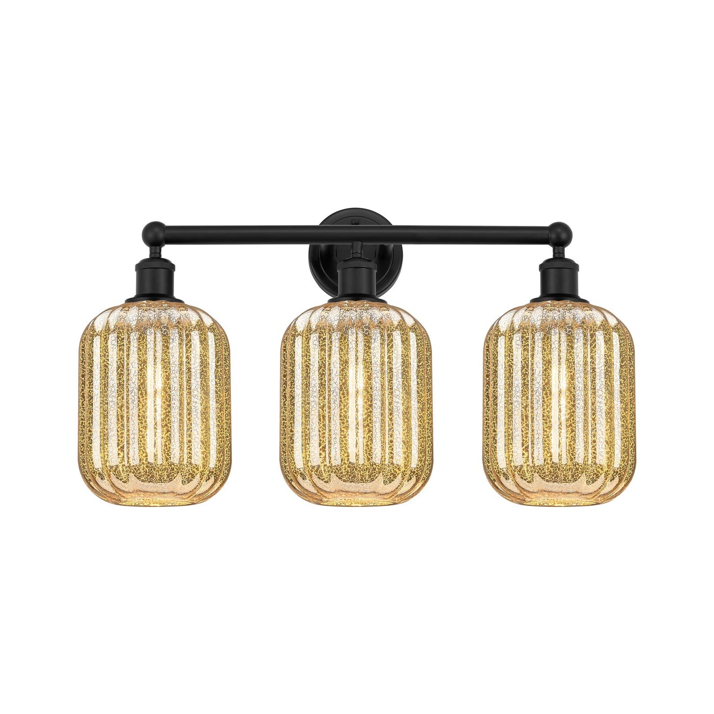 Innovations Preston Cylinder 25in 3-Light Bath Vanity | Industrial Matte Black Steel and Mercury Glass | Bathroom Vanity & | Model 616-3W-BK-G460-7ME