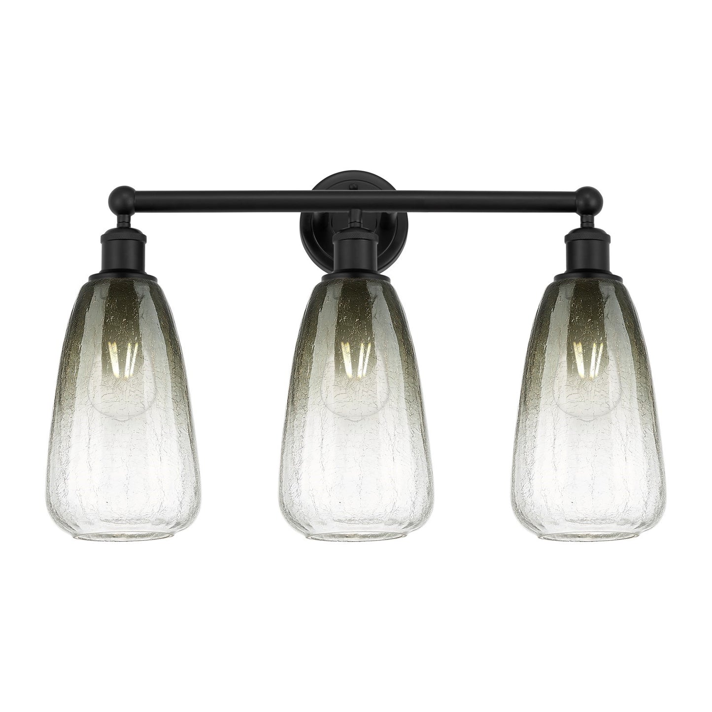 Innovations Brookhaven Almond 24in 3-Light Bath Vanity | Industrial Matte Black Steel and Cast Brass with Slate Glass Shades | Model 616-3W-BK-G480-6SL