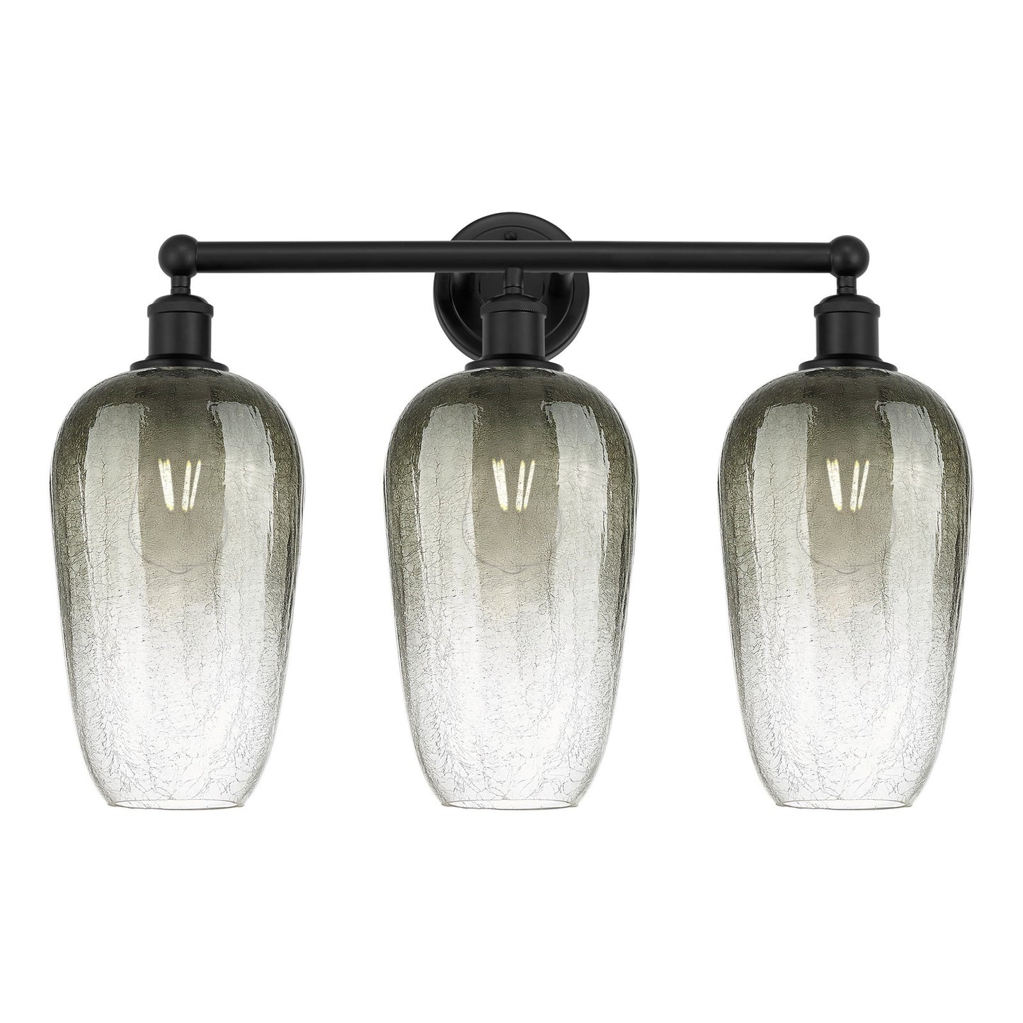 Innovations Brookhaven Flute 25in 3-Light Bath Vanity | Industrial Matte Black Steel and Cast Brass with Slate Glass Shades | Model 616-3W-BK-G484-7SL