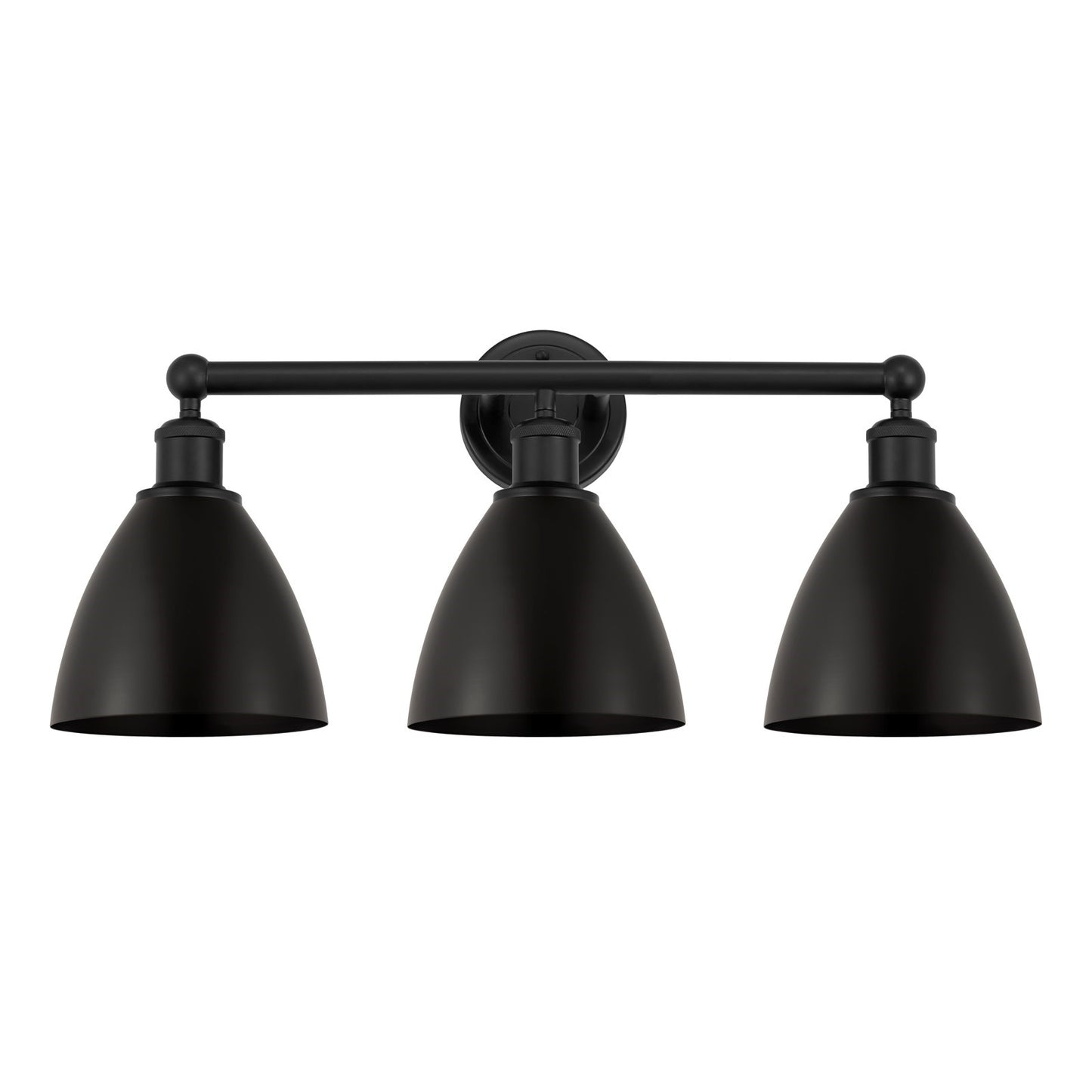 Innovations Bristol 26in 3-Light Bath Vanity Light | Industrial Matte Black Steel and Cast Brass with Matte Black Metal Shade | Model 616-3W-BK-MBD-75-BK