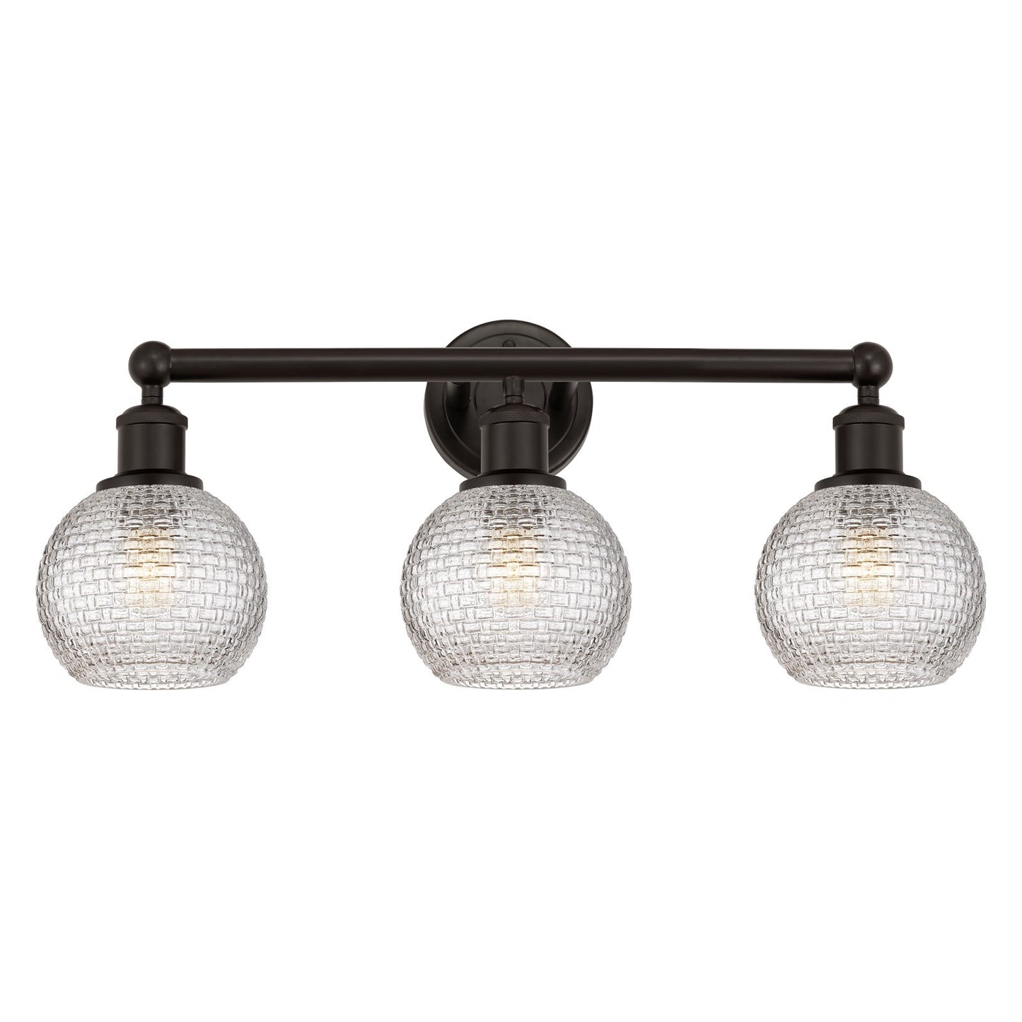 Innovations Athens 24in 3-Light Bath Vanity Light | Modern Farmhouse Oil Rubbed Bronze and Clear Basket Weave Glass | Bathroom | Model 616-3W-OB-G122C-6CL