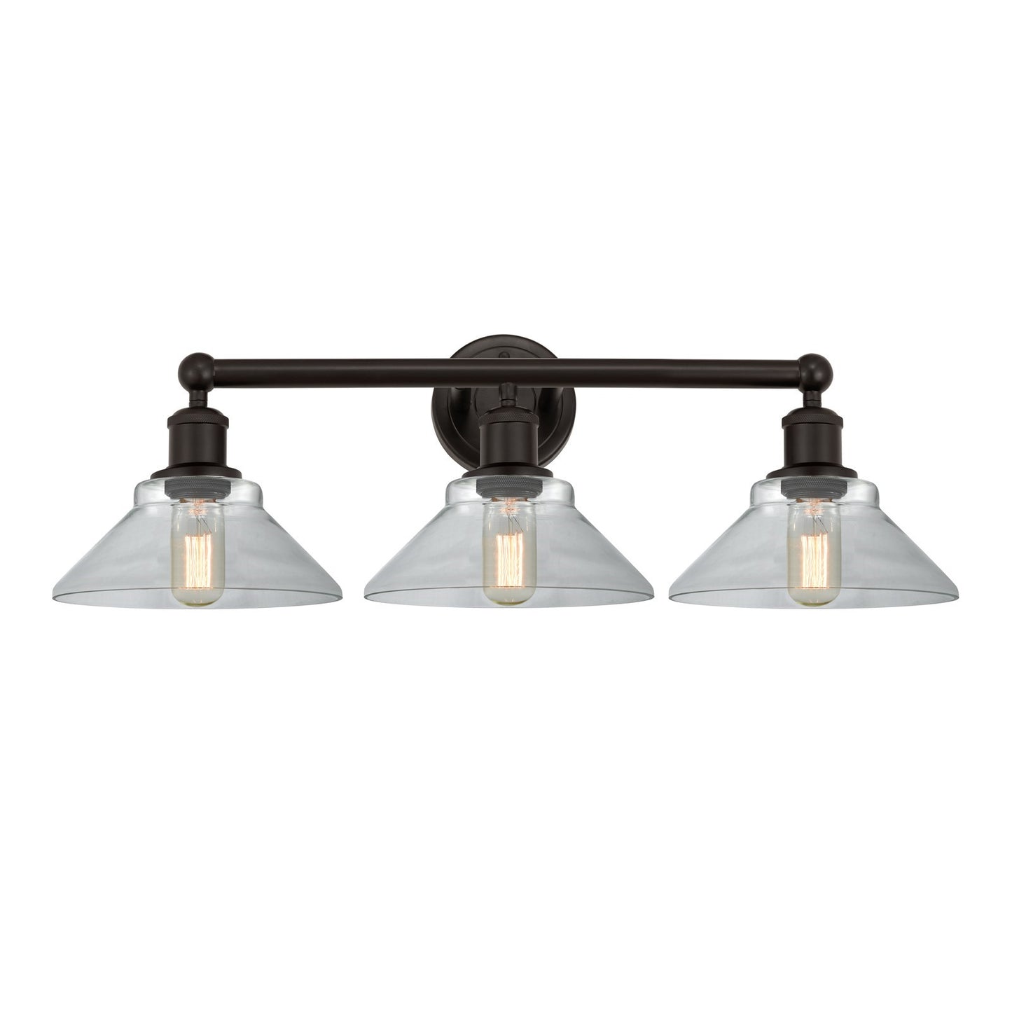 Innovations Orwell 26in 3-Light Bath Vanity Light | Industrial Oil Rubbed Bronze Steel and Clear Glass | Bathroom Vanity | 26.38 x | Model 616-3W-OB-G132