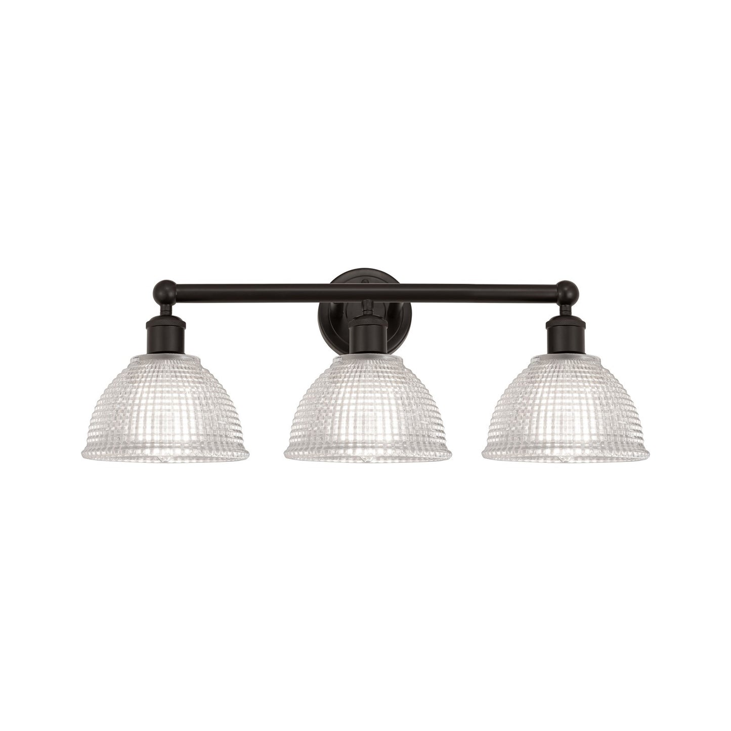 Innovations Arietta 26in 3-Light Bath Vanity Light | Industrial Oil Rubbed Bronze Steel and Clear Glass | Bathroom Vanity & Powder | Model 616-3W-OB-G422
