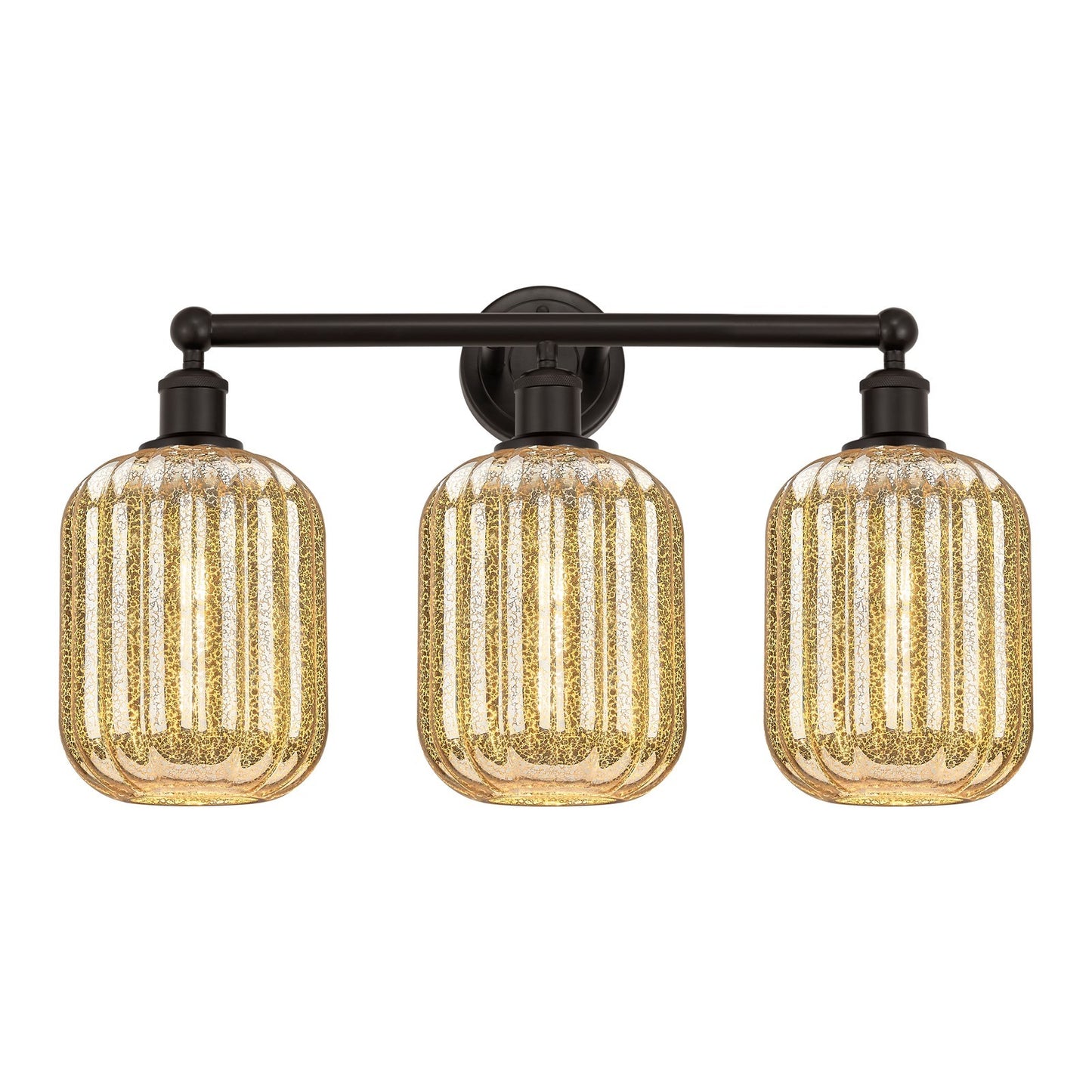 Innovations Preston Cylinder 25in 3-Light Bath Vanity Light | Industrial Oil Rubbed Bronze and Mercury Glass | Bathroom Vanity | Model 616-3W-OB-G460-7ME