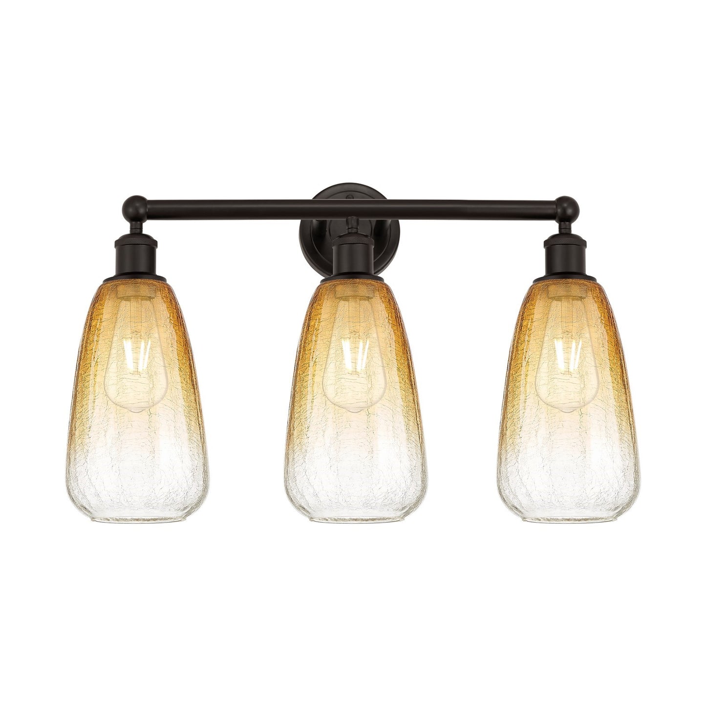 Innovations Brookhaven Almond 24in 3-Light Bath Vanity Light | Industrial Oil Rubbed Bronze Steel and Amber Glass | Bathroom | Model 616-3W-OB-G480-6AM