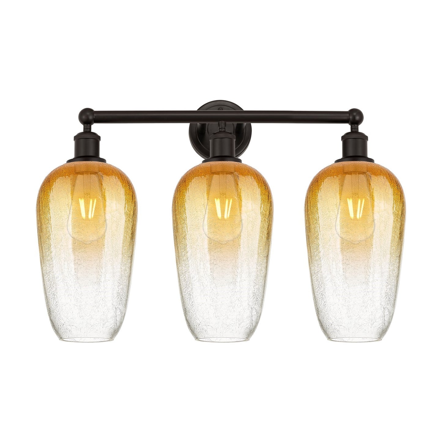 Innovations Brookhaven Flute 25in 3-Light Bath Vanity Light | Industrial Oil Rubbed Bronze and Amber Glass | Bathroom Vanity | Model 616-3W-OB-G484-7AM