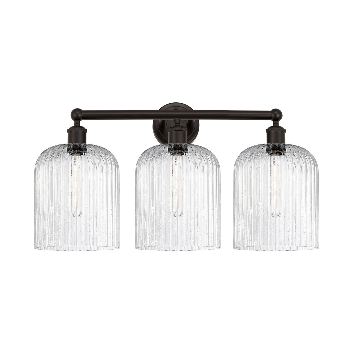 Innovations Bridal Veil 23in 3-Light Bath Vanity Light | Art Nouveau Oil Rubbed Bronze Steel and Seedy Ribbed Glass | Bathroom | Model 616-3W-OB-G559-8SDY