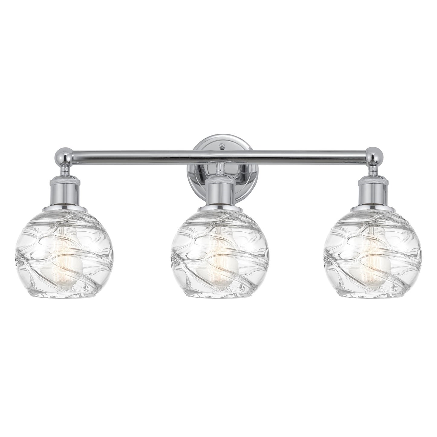 Innovations Athens Deco Swirl 24in 3-Light Bath Vanity Light | Industrial Polished Chrome and Clear Deco Swirl Glass | Kitchen | Model 616-3W-PC-G1213-6CL