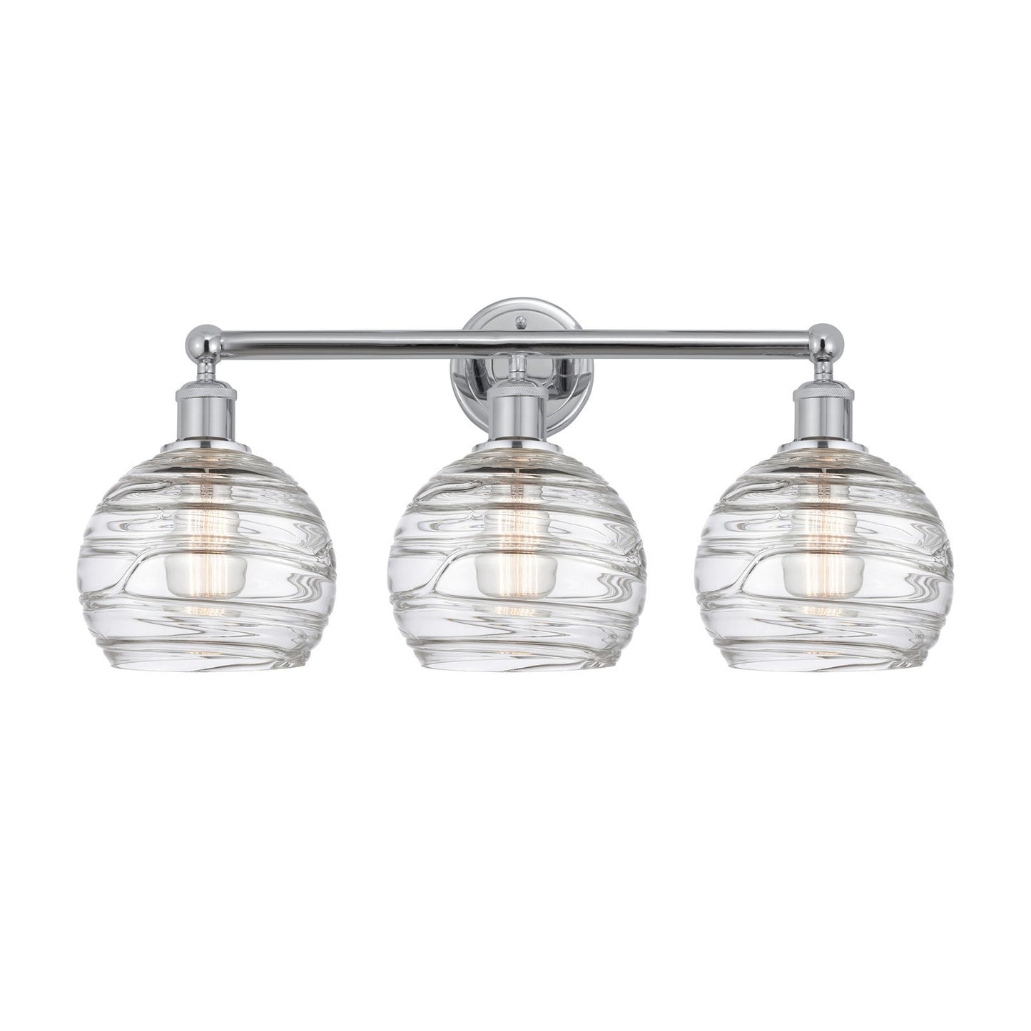 Innovations Athens Deco Swirl 26in 3-Light Bath Vanity Light | Industrial Polished Chrome and Clear Deco Swirl Glass | Model 616-3W-PC-G1213-8CL