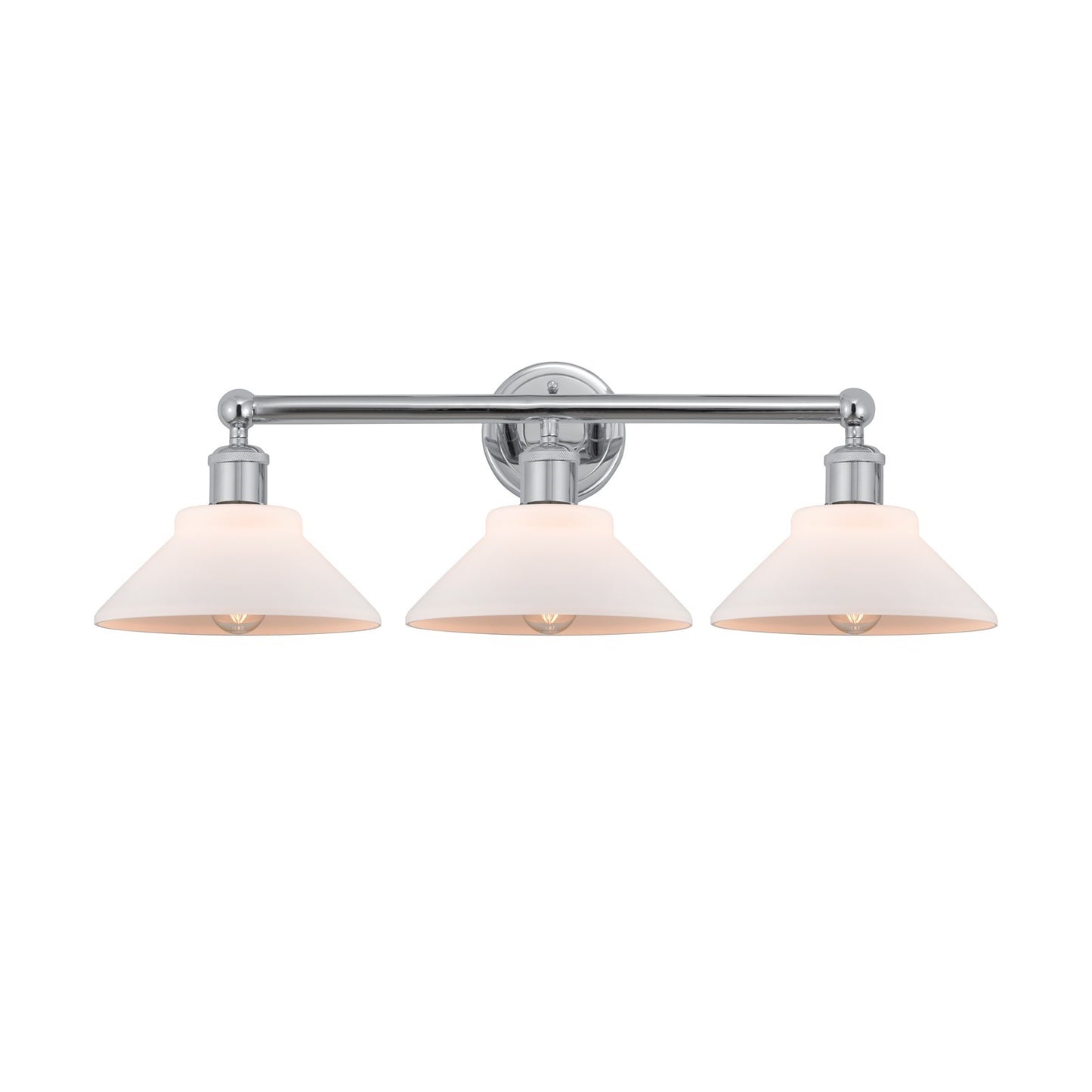 Innovations Orwell 26in 3-Light Bath Vanity Light | Industrial Polished Chrome Steel and Matte White Glass | Bathroom Vanity | Model 616-3W-PC-G131