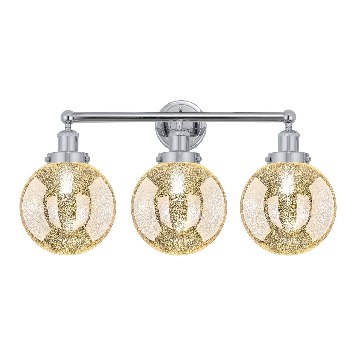 Innovations Beacon 26in 3-Light Bath Vanity Light | Art Nouveau Industrial Polished Chrome and Mercury Ribbed Glass | Bathroom | Model 616-3W-PC-G208-8