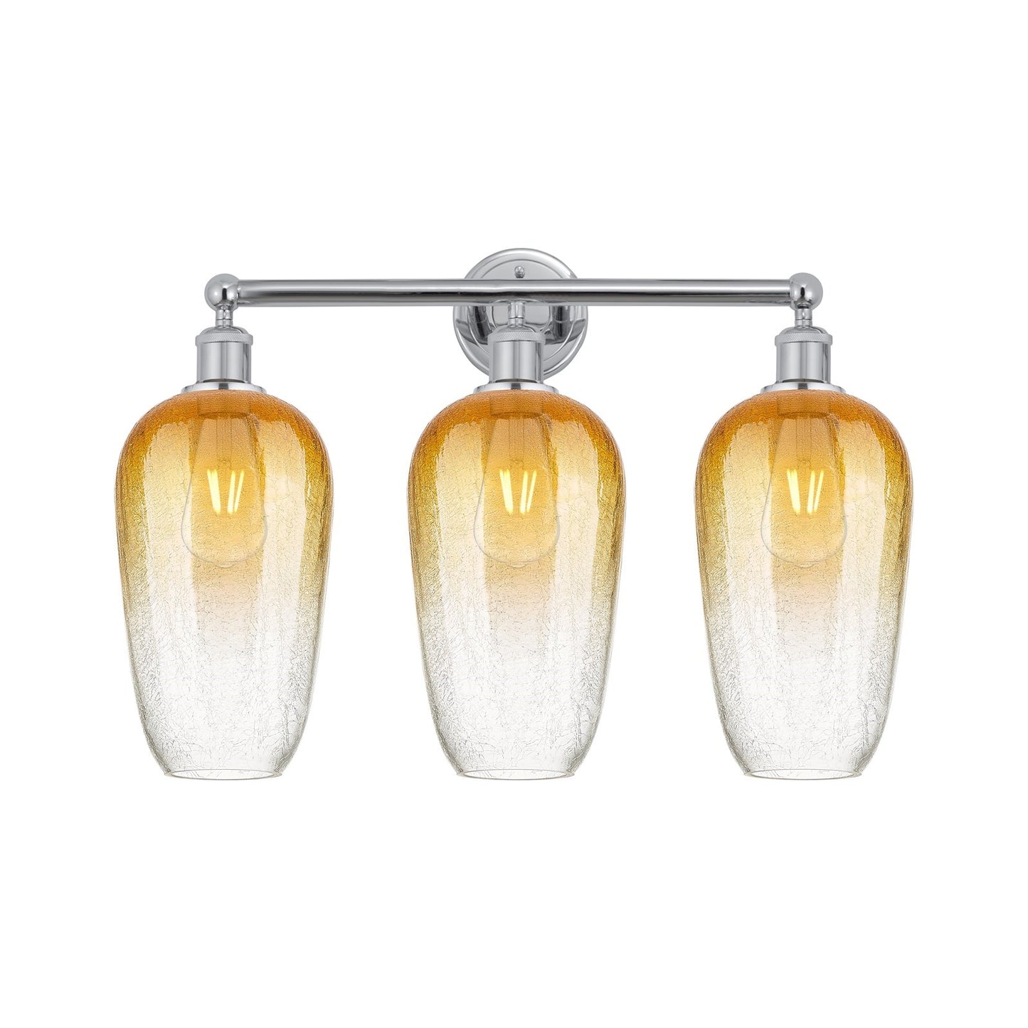 Innovations Brookhaven Flute 25in 3-Light Bath Vanity Light | Industrial Polished Chrome and Amber Glass | Bathroom Vanity | 25 | Model 616-3W-PC-G484-7AM