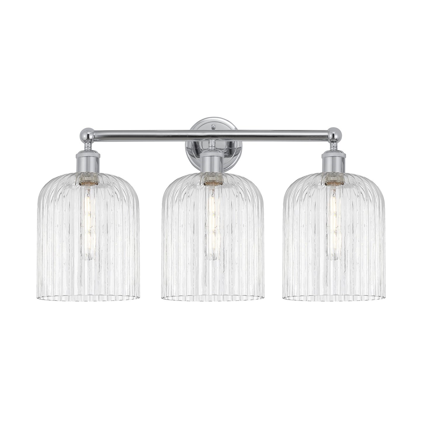 Innovations Bridal Veil 23in 3-Light Bath Vanity | Art Nouveau Polished Chrome Steel and Clear Ribbed Glass | Bathroom & Powder | Model 616-3W-PC-G559-8CL