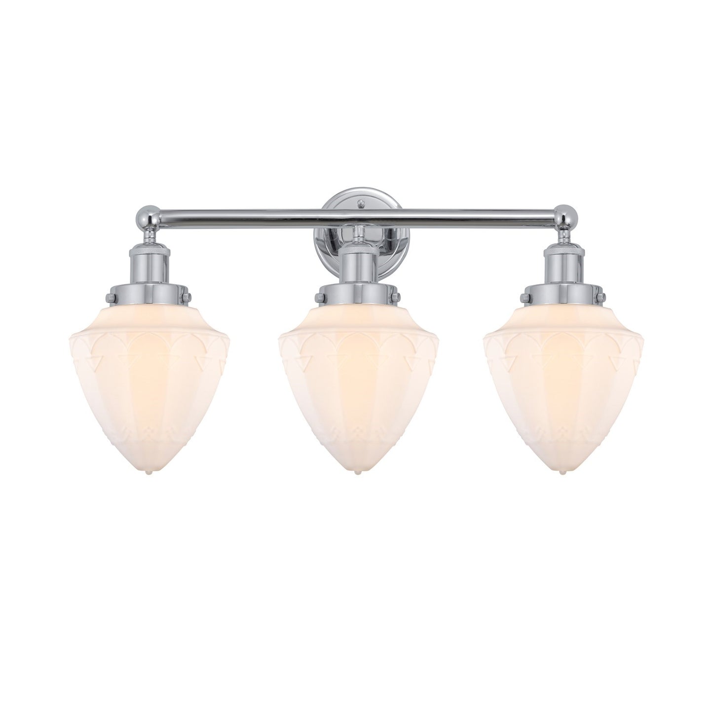 Innovations Bullet 25in 3-Light Bath Vanity Light | Industrial Polished Chrome and Matte White Frosted Glass | Kitchen & Bathroom | Model 616-3W-PC-G661-7