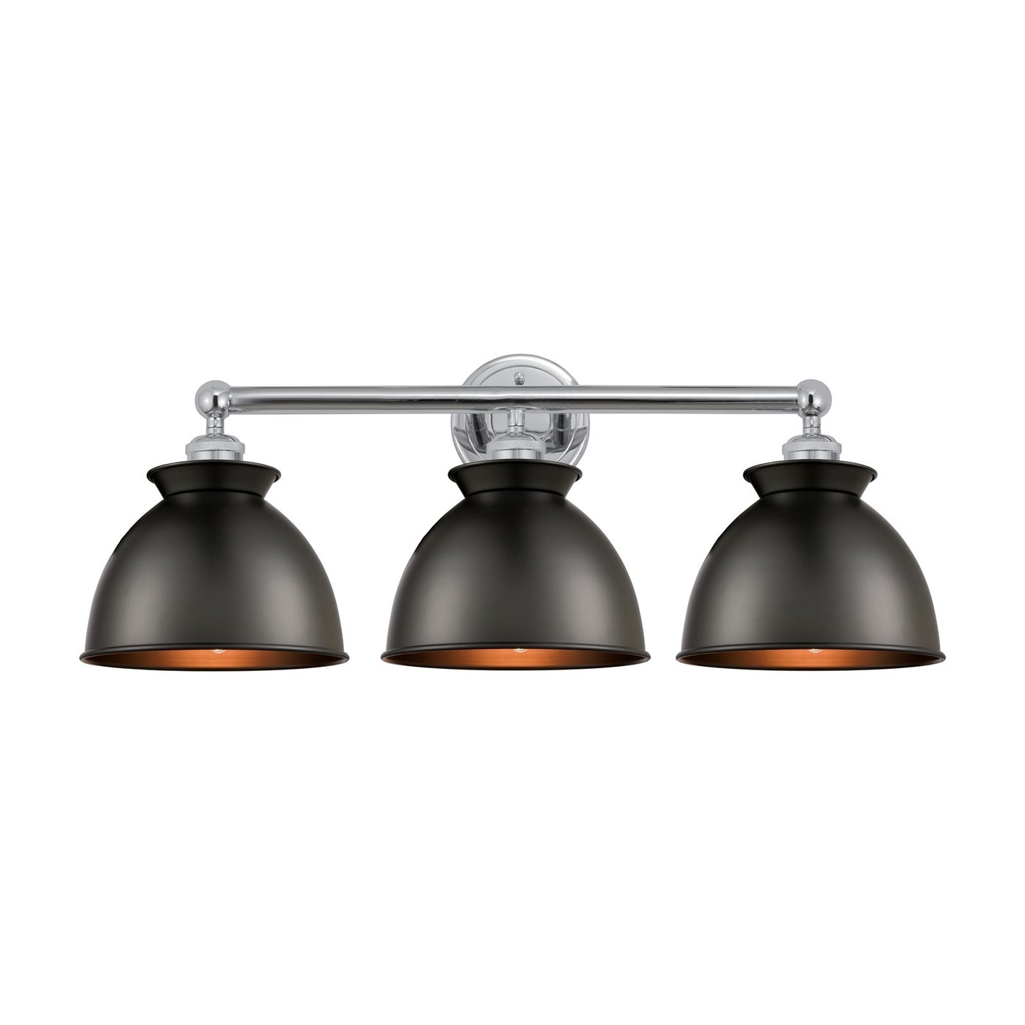 Innovations Adirondack 26in 3-Light Bath Vanity Light | Industrial Farmhouse Polished Chrome and Matte Black Metal Shade | Model 616-3W-PC-M14-BK