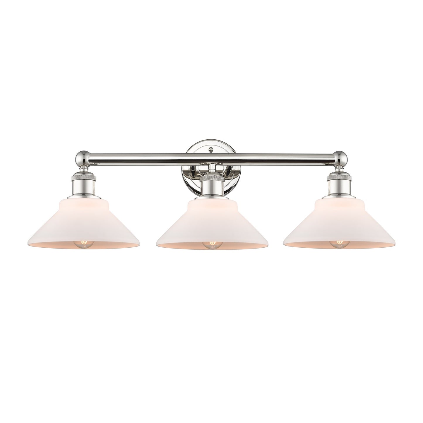 Innovations Orwell 26in 3-Light Bath Vanity Light | Industrial Polished Nickel and Matte White Glass | Bathroom Vanity | 26.38 x | Model 616-3W-PN-G131