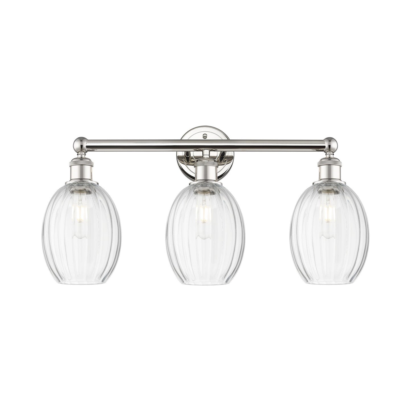Innovations Preston Bulb 24in 3-Light Bath Vanity Light | Industrial Polished Nickel and Clear Glass | Bathroom Vanity | 24.25 | Model 616-3W-PN-G459-6CL