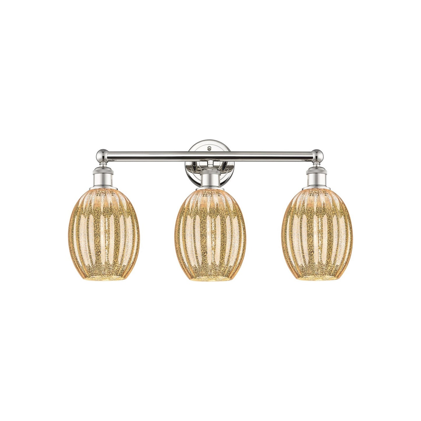 Innovations Preston Bulb 24in 3-Light Bath Vanity Light | Industrial Polished Nickel and Mercury Glass | Bathroom Vanity | Model 616-3W-PN-G459-6ME
