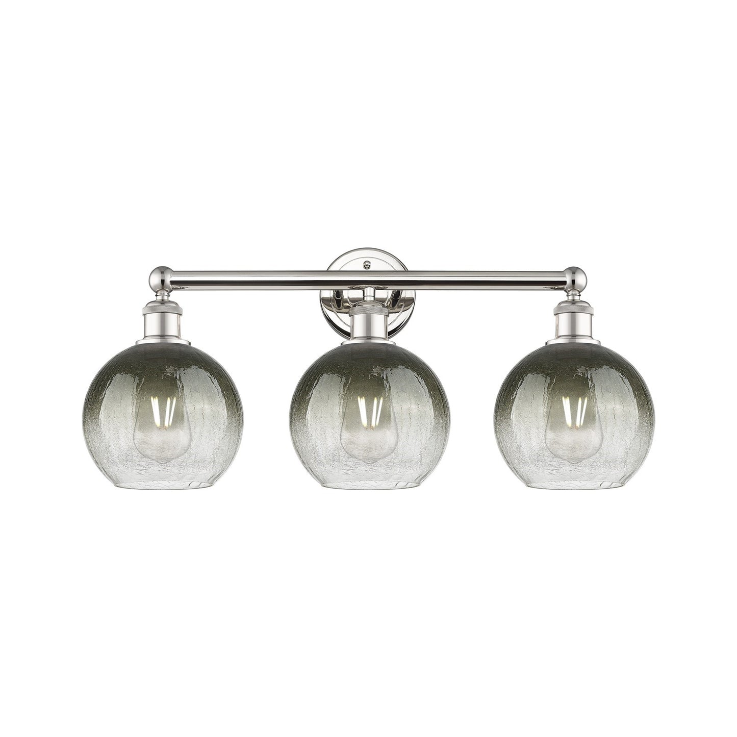 Innovations Brookhaven Globe 26in 3-Light Bath Vanity Light | Industrial Polished Nickel Steel and Slate Glass | Bathroom | Model 616-3W-PN-G483-8SL