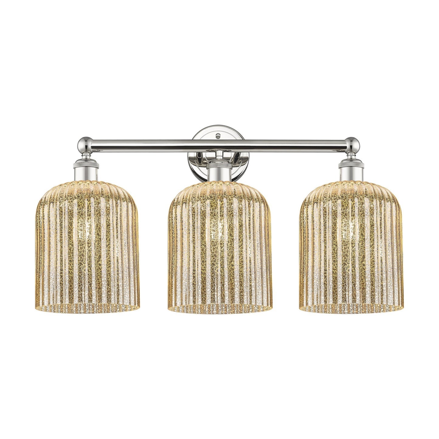 Innovations Bridal Veil 23in 3-Light Bath Vanity | Art Nouveau Polished Nickel and Mercury Ribbed Glass | Bathroom & Powder | Model 616-3W-PN-G559-8ME