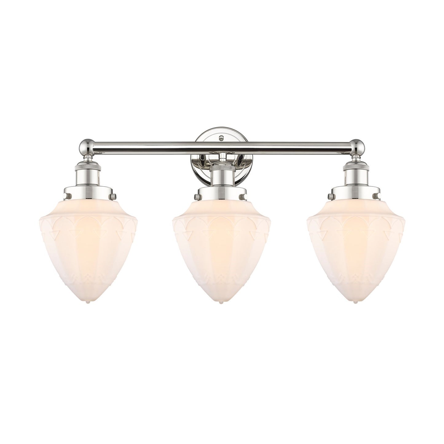 Innovations Bullet 25in 3-Light Bath Vanity Light | Industrial Polished Nickel and Matte White Frosted Glass | Bathroom Vanity & | Model 616-3W-PN-G661-7