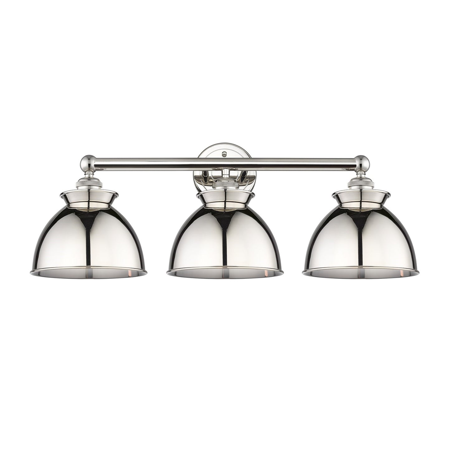 Innovations Adirondack 26in 3-Light Bath Vanity Light | Industrial Farmhouse Polished Nickel Steel and Cast Brass with Polished | Model 616-3W-PN-M14-PN