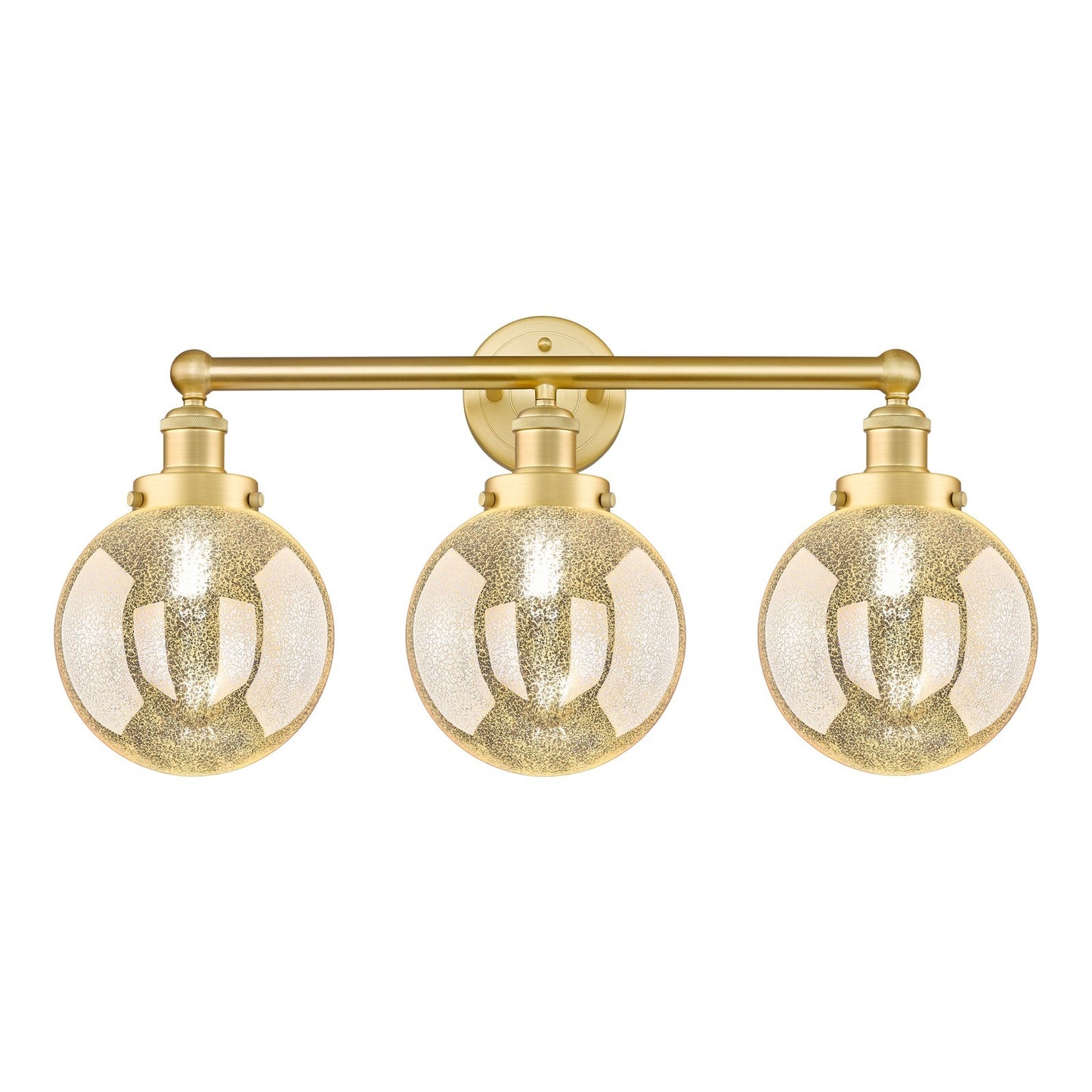 Innovations Beacon 26in 3-Light Bath Vanity Light | Industrial Satin Gold Steel and Mercury Glass | Bathroom Vanity | 26 x 13.62 | Model 616-3W-SG-G208-8