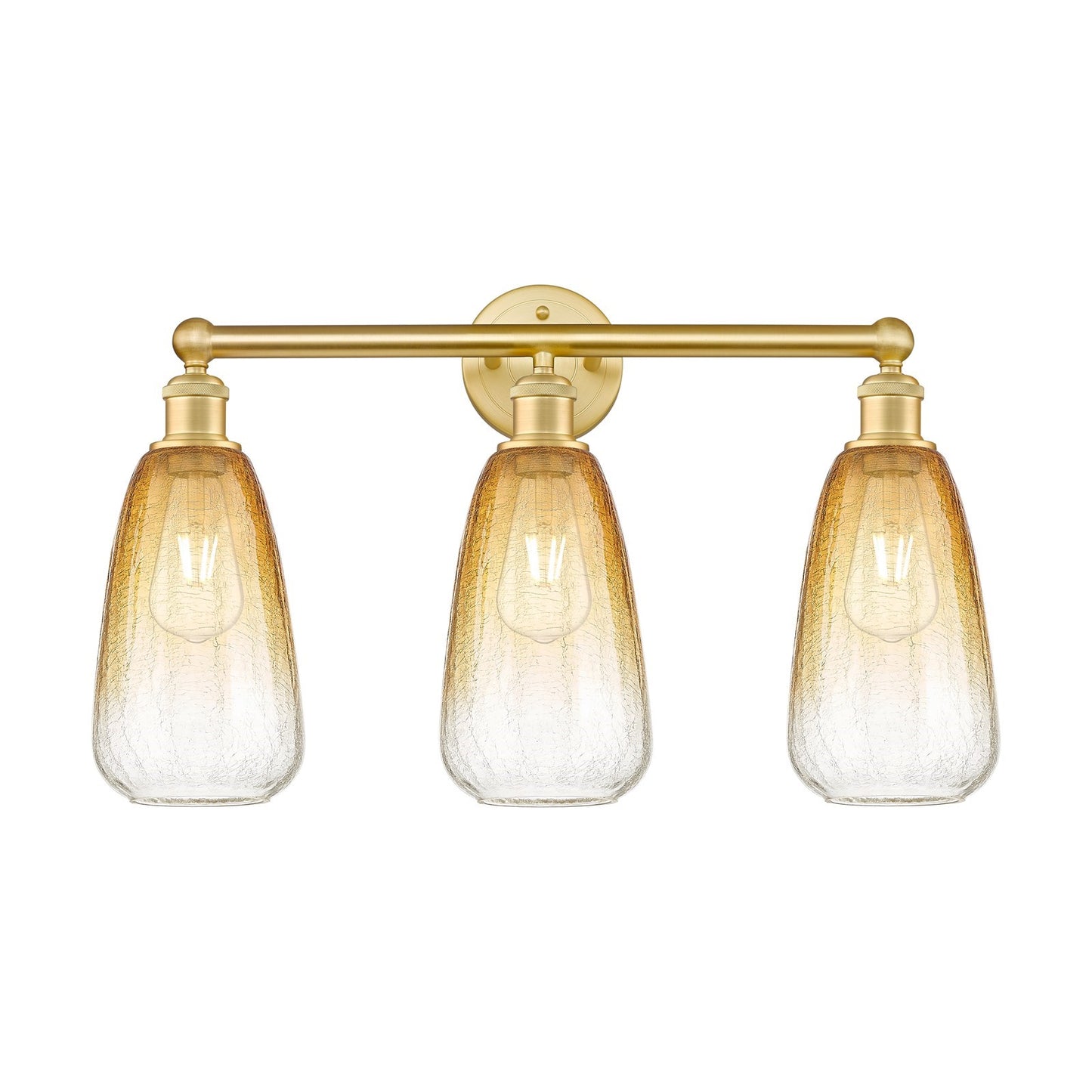 Innovations Brookhaven Almond 24in 3-Light Bath Vanity Light | Industrial Satin Gold Steel and Amber Glass | Bathroom Vanity & | Model 616-3W-SG-G480-6AM