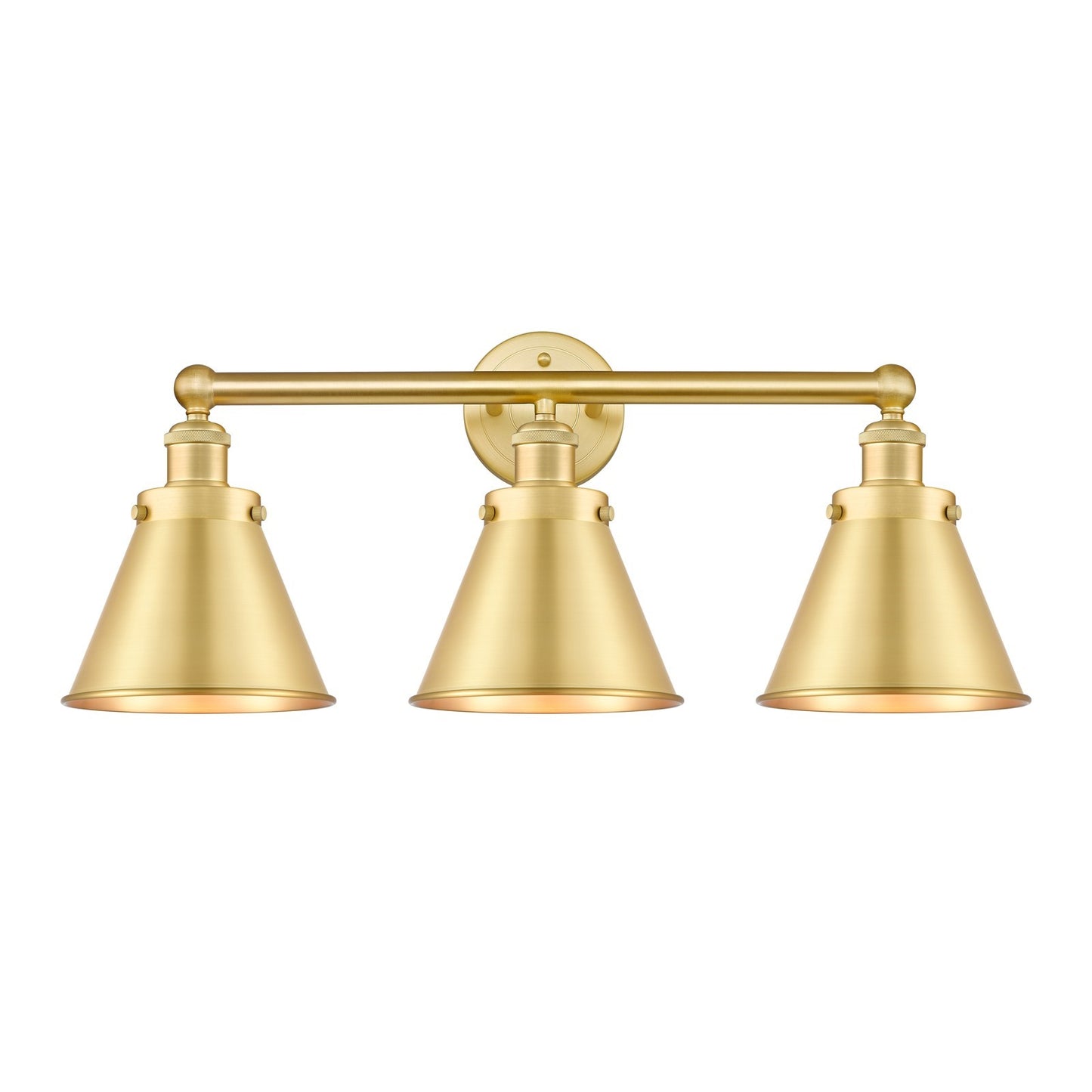 Innovations Appalachian 26in 3-Light Bath Vanity Light | Industrial Satin Gold Steel and Cast Brass with Satin Gold Metal Cone | Model 616-3W-SG-M13-SG