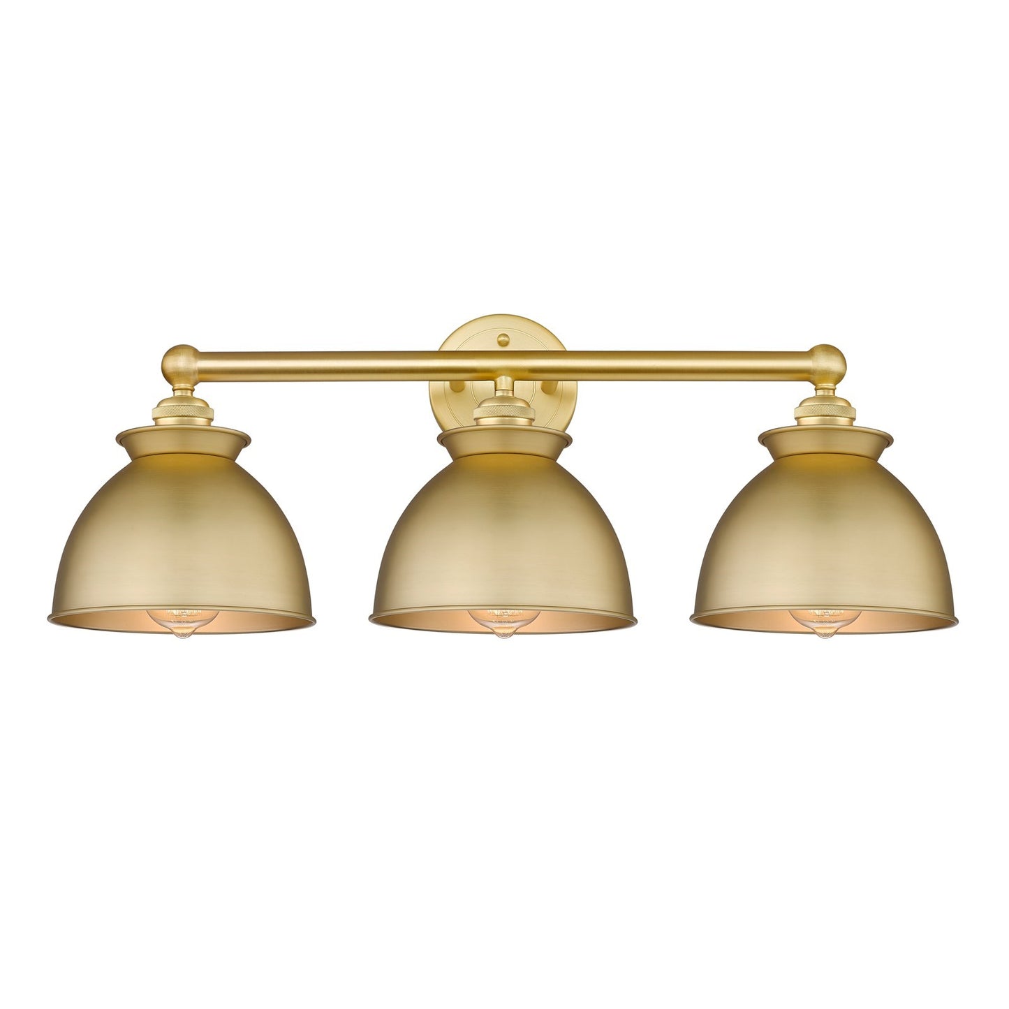 Innovations Adirondack 26in 3-Light Bath Vanity Light | Industrial Farmhouse Satin Gold Steel and Satin Gold Metal Shade | Model 616-3W-SG-M14-SG