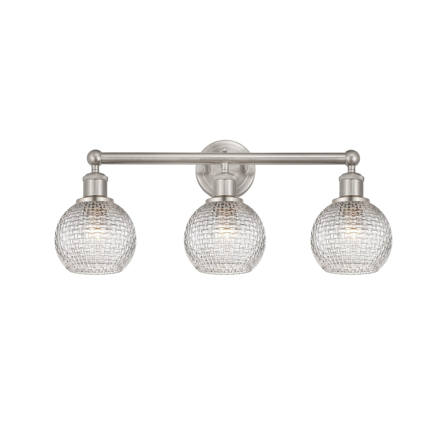Innovations Athens 24in 3-Light Bath Vanity | Modern Farmhouse Brushed Satin Nickel and Clear Basket Weave Glass | Bathroom | Model 616-3W-SN-G122C-6CL