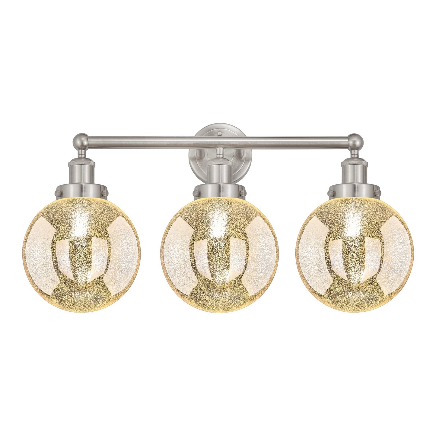 Innovations Beacon 26in 3-Light Bath Vanity | Art Nouveau Industrial Brushed Satin Nickel and Mercury Ribbed Glass | Bathroom | Model 616-3W-SN-G208-8