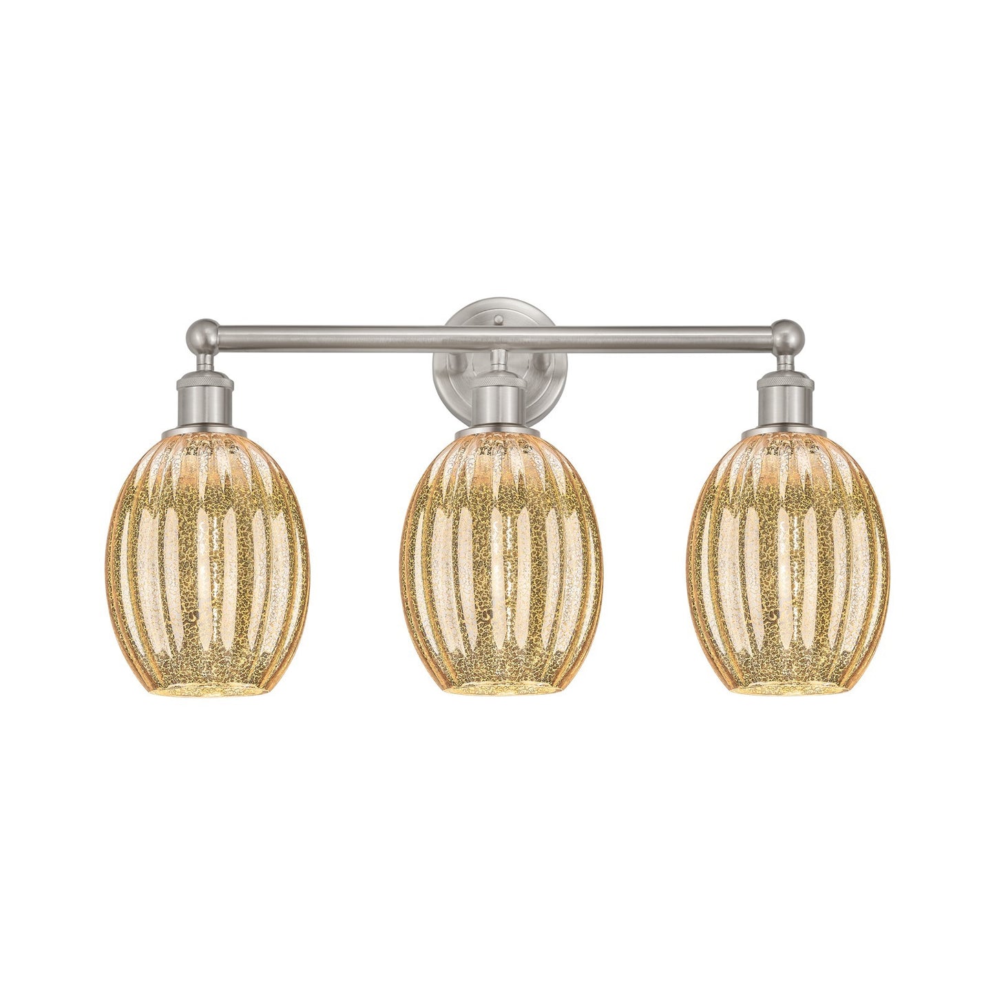 Innovations Preston Bulb 24in 3-Light Bath Vanity Light | Industrial Brushed Satin Nickel and Mercury Glass | Bathroom Vanity | Model 616-3W-SN-G459-6ME