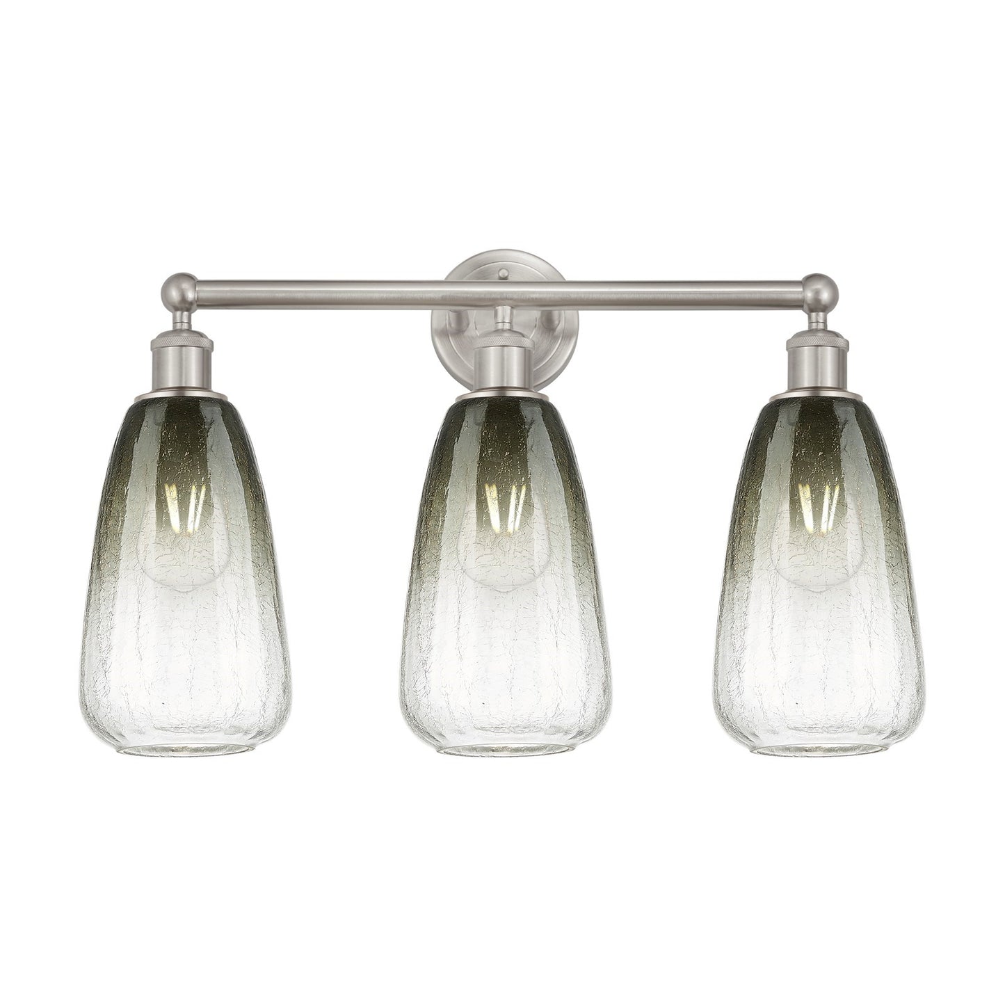 Innovations Brookhaven Almond 24in 3-Light Bath Vanity Light | Industrial Brushed Satin Nickel and Slate Glass | Bathroom | Model 616-3W-SN-G480-6SL