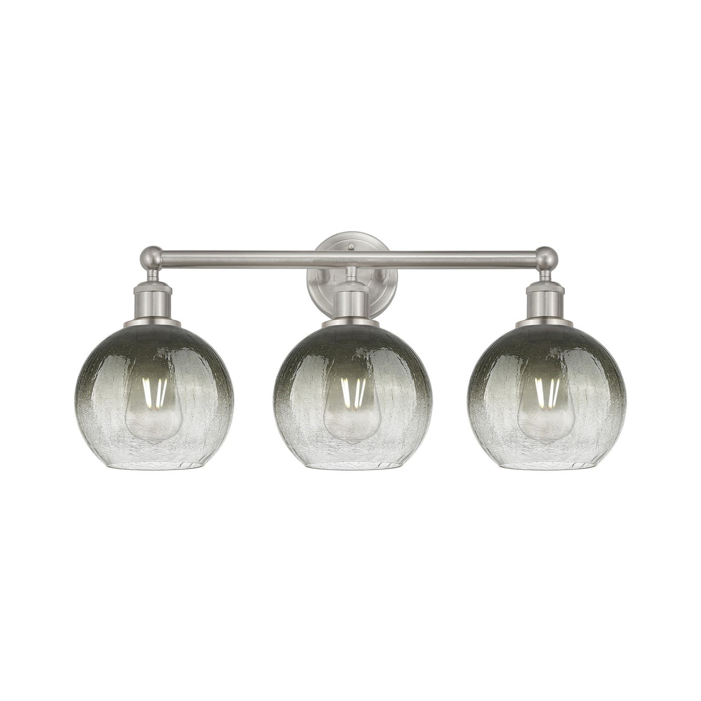 Innovations Brookhaven Globe 26in 3-Light Bath Vanity Light | Industrial Brushed Satin Nickel and Slate Glass | Bathroom Vanity | Model 616-3W-SN-G483-8SL