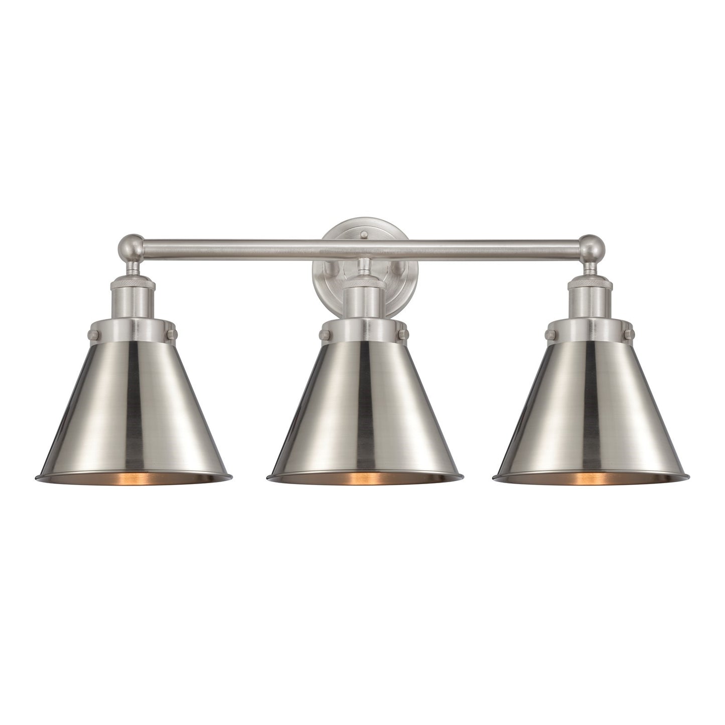 Innovations Appalachian 26in 3-Light Bath Vanity | Industrial Brushed Satin Nickel Steel and Cast Brass with Metal Shade | Model 616-3W-SN-M13-SN