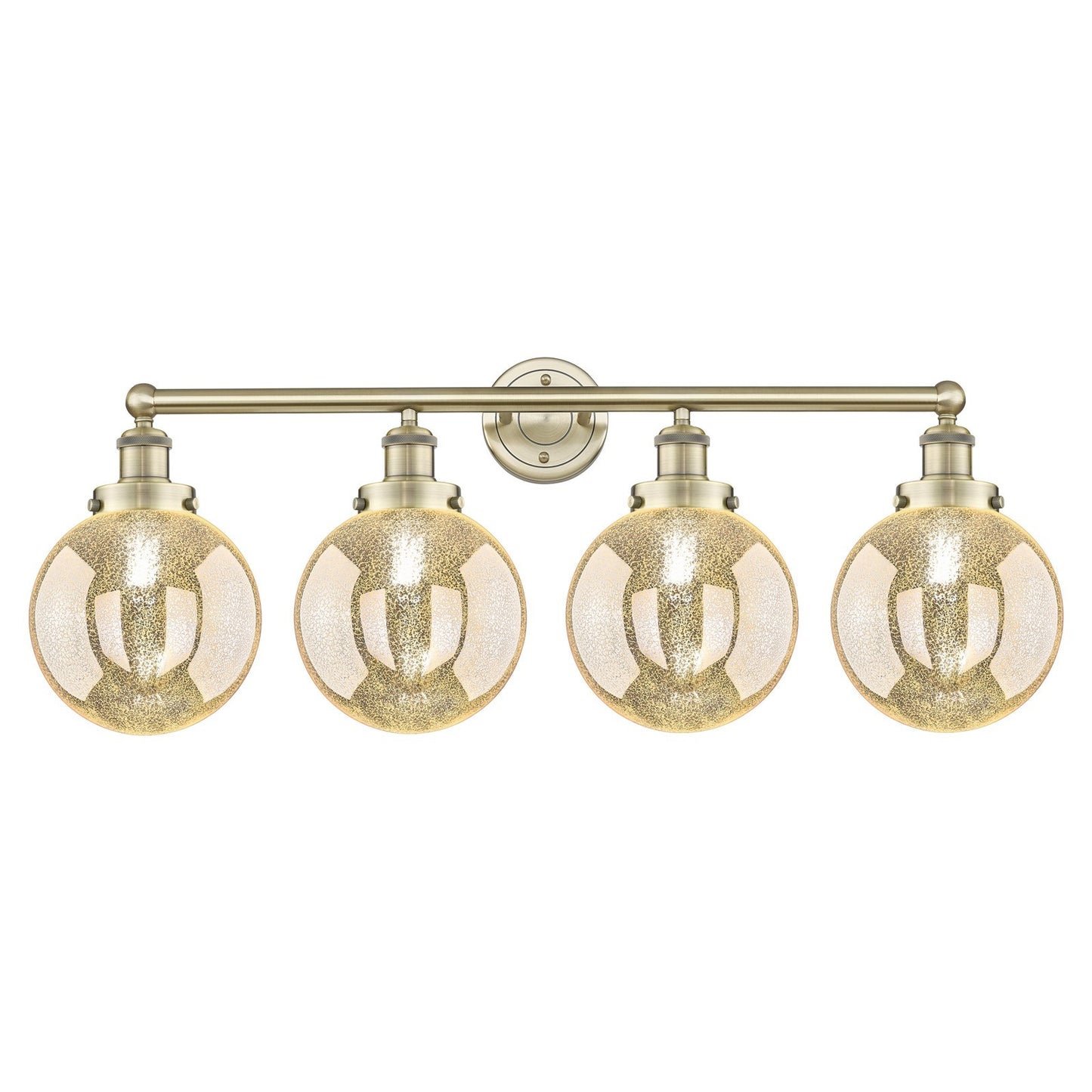 Innovations Beacon 35in 4-Light Bath Vanity Light | Industrial Antique Brass Steel and Mercury Glass | Bathroom Vanity | 35 x | Model 616-4W-AB-G208-8