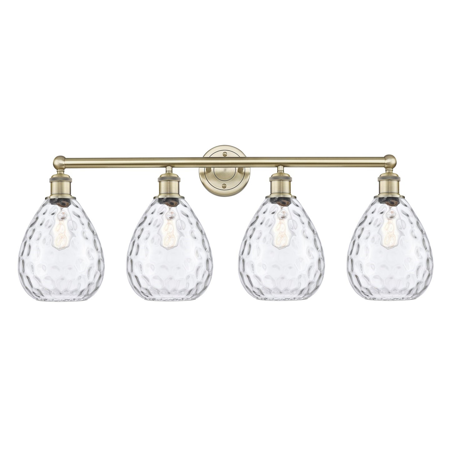 Innovations Waverly 35in 4-Light Bath Vanity Light | Industrial Antique Brass and Clear Glass | Bathroom Vanity | 14.25 x 35 x 8.5 | Model 616-4W-AB-G372