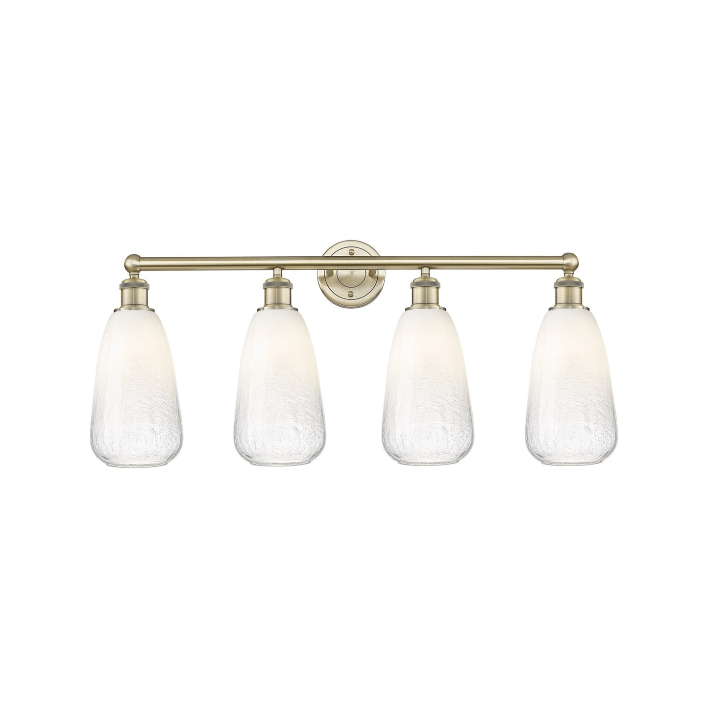 Innovations Brookhaven Almond 33in 4-Light Bath Vanity Light | Industrial Antique Brass Steel and Opal Glass | Damp Rated | Model 616-4W-AB-G480-6OP