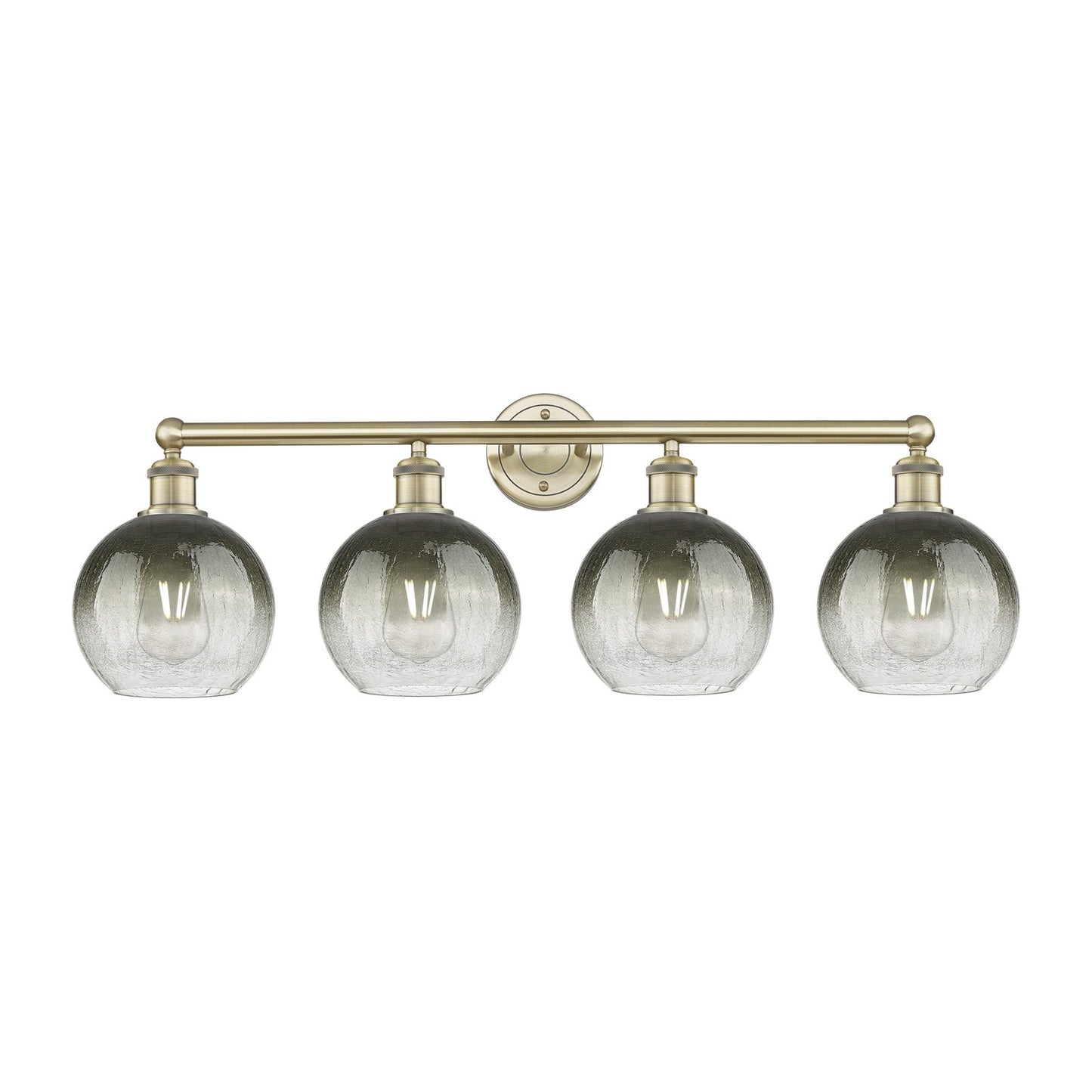 Innovations Brookhaven Globe 35in 4-Light Bath Vanity Light | Industrial Antique Brass Steel and Slate Glass | Bathroom Vanity | Model 616-4W-AB-G483-8SL