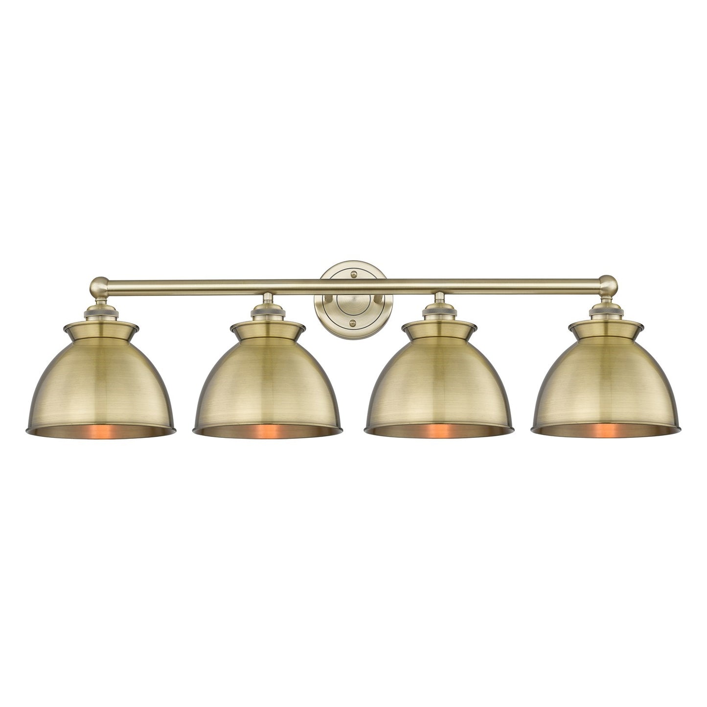 Innovations Adirondack 35in 4-Light Bath Vanity | Industrial Farmhouse Antique Brass Steel and Cast Brass with Antique Brass | Model 616-4W-AB-M14-AB