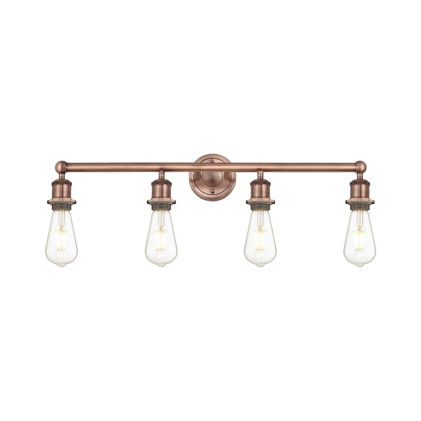 Innovations Edison 30in 4-Light Bath Vanity Light | Industrial Antique Copper Steel and Cast Brass | Damp-Rated Bathroom Vanity | 30.38 | Model 616-4W-AC