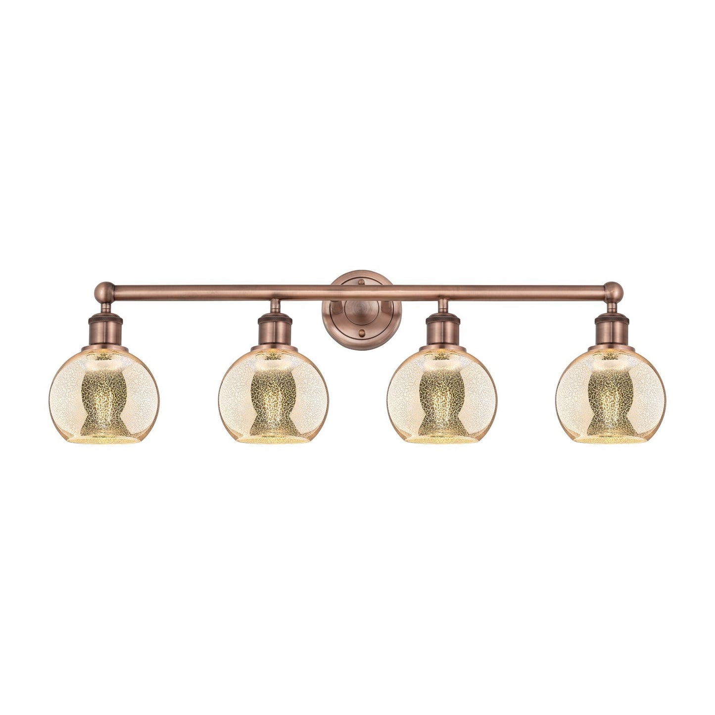 Innovations Athens 33in 4-Light Bath Vanity | Industrial Antique Copper Steel and Mercury Glass | Bathroom Vanity Light | 32.88 x | Model 616-4W-AC-G128-6