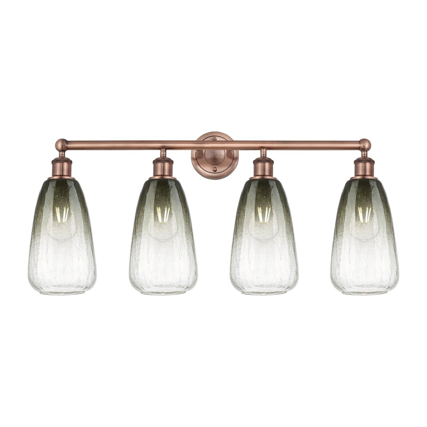 Innovations Brookhaven Almond 33in 4-Light Bath Vanity Light | Industrial Antique Copper Steel and Slate Glass | Bathroom | Model 616-4W-AC-G480-6SL