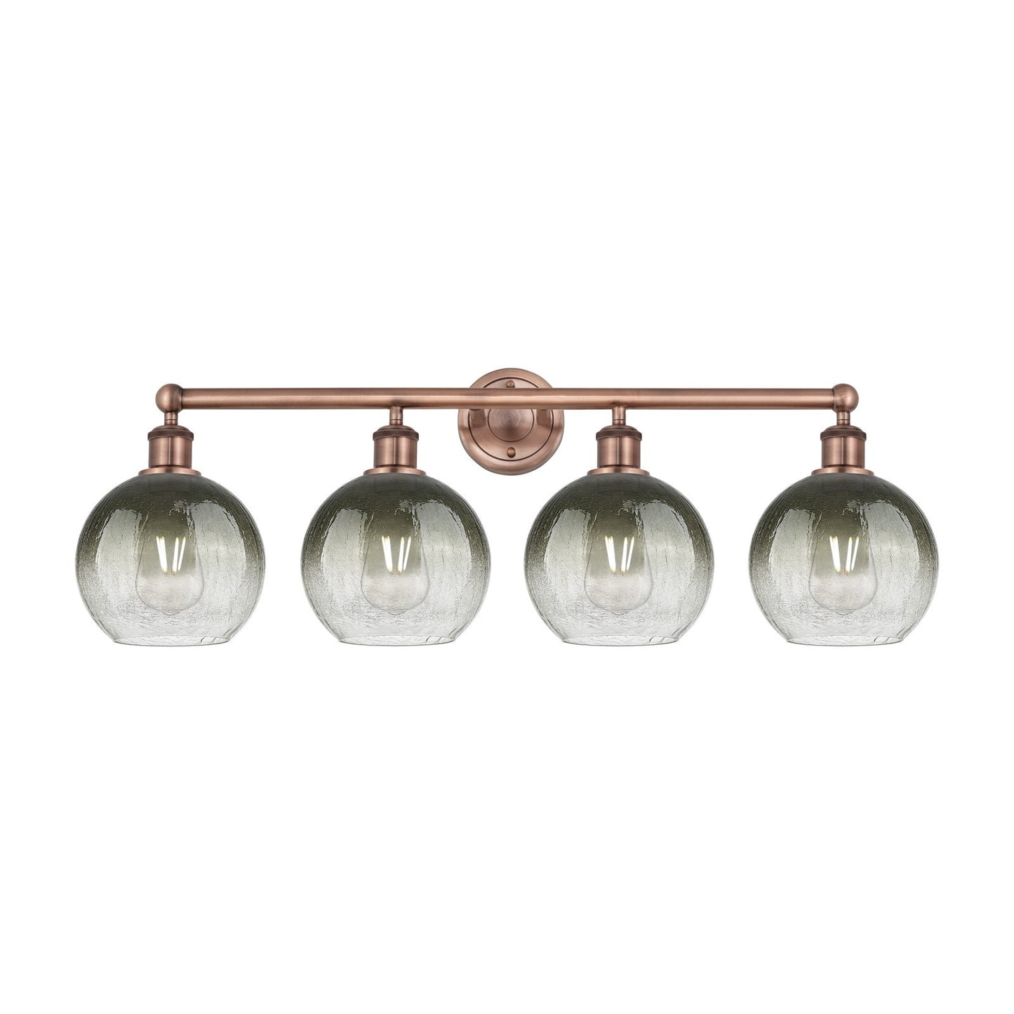 Innovations Brookhaven Globe 35in 4-Light Bath Vanity Light | Industrial Antique Copper Steel and Slate Glass | Bathroom Vanity | Model 616-4W-AC-G483-8SL