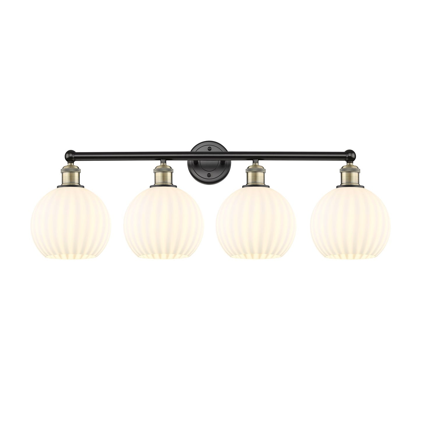 Innovations Lighting Ballston 35in 4-Light Bath Vanity Light | Art Nouveau Black Antique Brass and White Venetian Glass | Model 616-4W-BAB-G1217-8WV