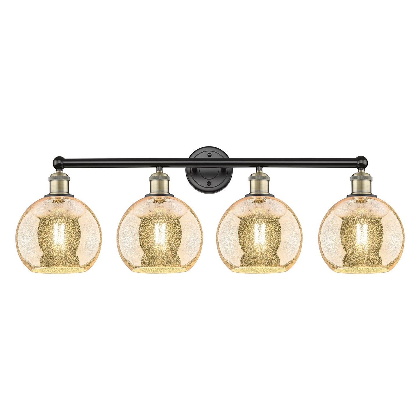 Innovations Athens 35in 4-Light Bath Vanity Light | Industrial Black Antique Brass and Mercury Glass | Bathroom Vanity | 35 x | Model 616-4W-BAB-G128-8