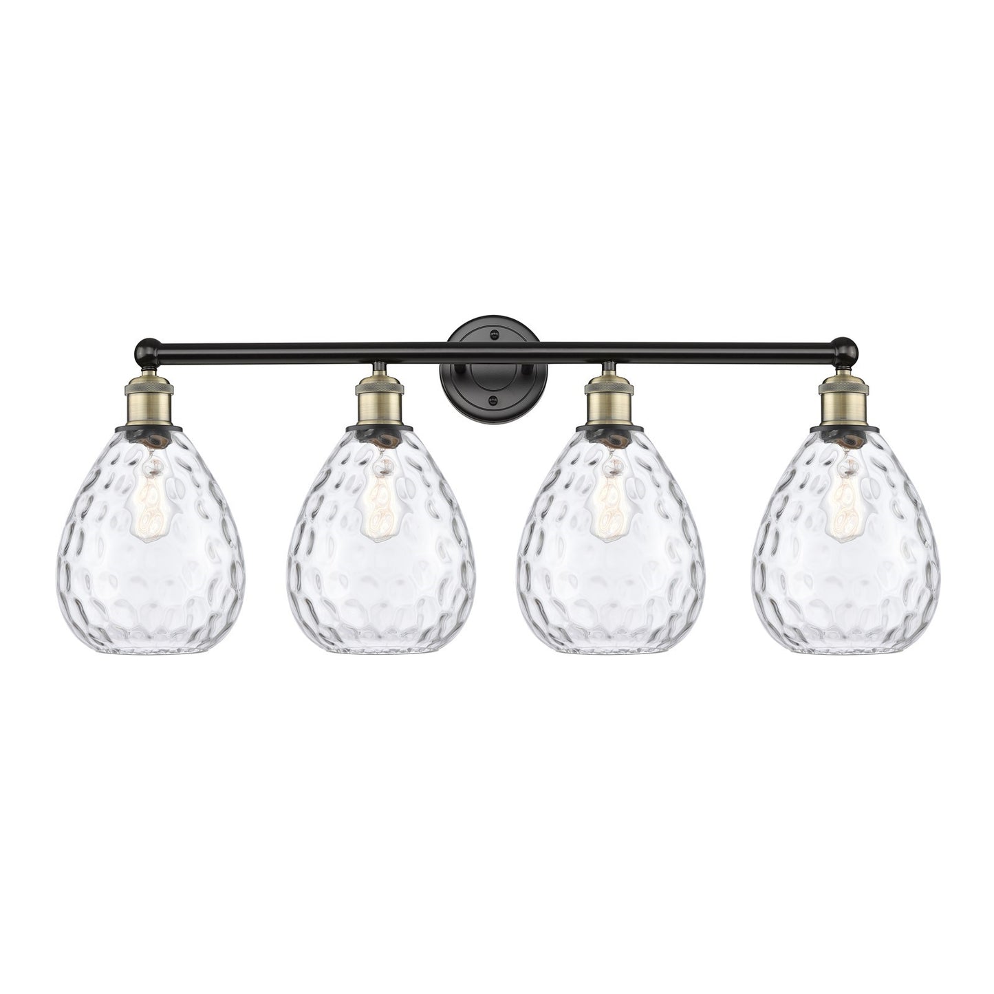 Innovations Waverly 35in 4-Light Bath Vanity Light | Industrial Black Antique Brass Steel and Clear Glass | Bathroom Vanity | 35 x | Model 616-4W-BAB-G372