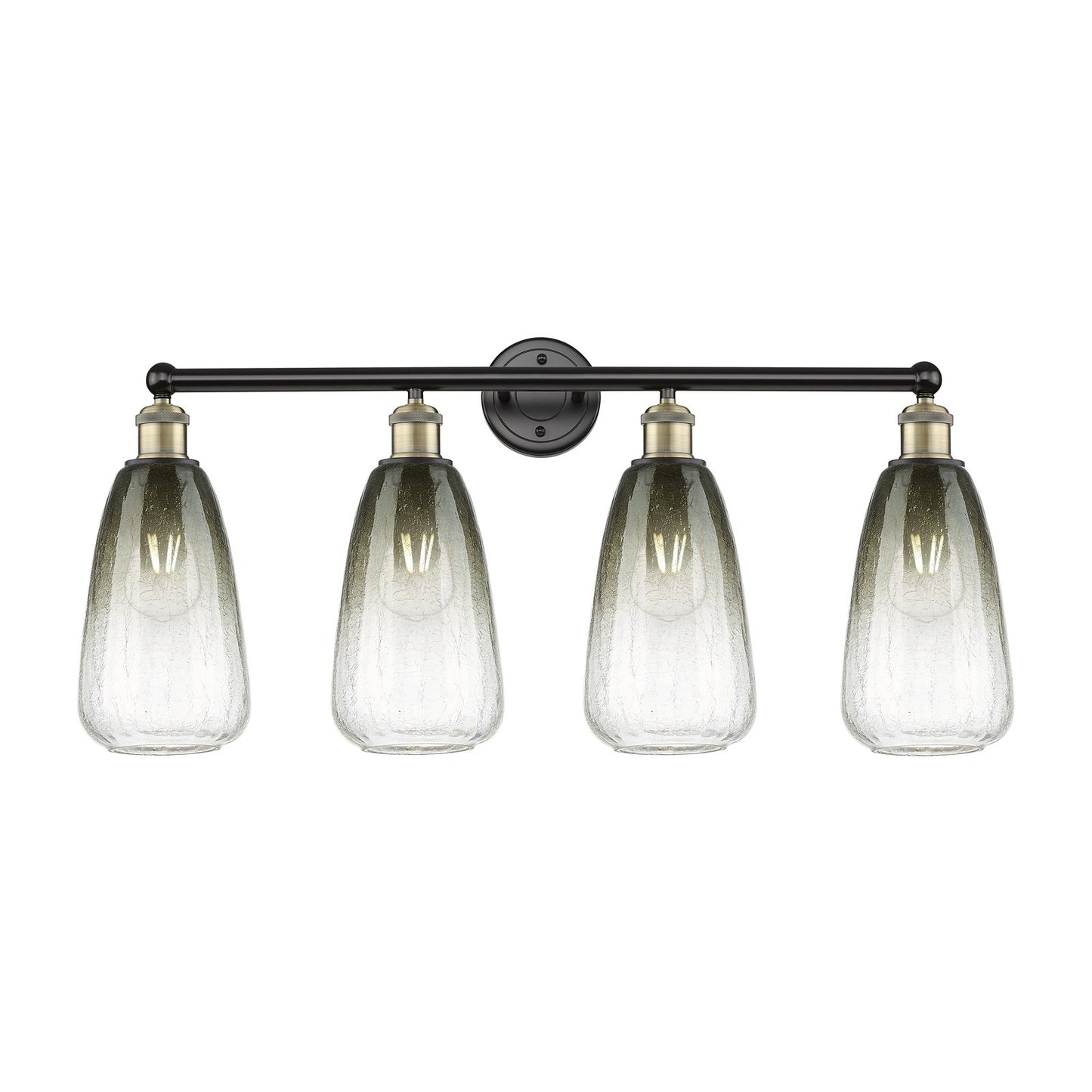 Innovations Brookhaven Almond 33in 4-Light Bath Vanity Light | Industrial Black Antique Brass and Slate Glass | Damp-Rated | Model 616-4W-BAB-G480-6SL