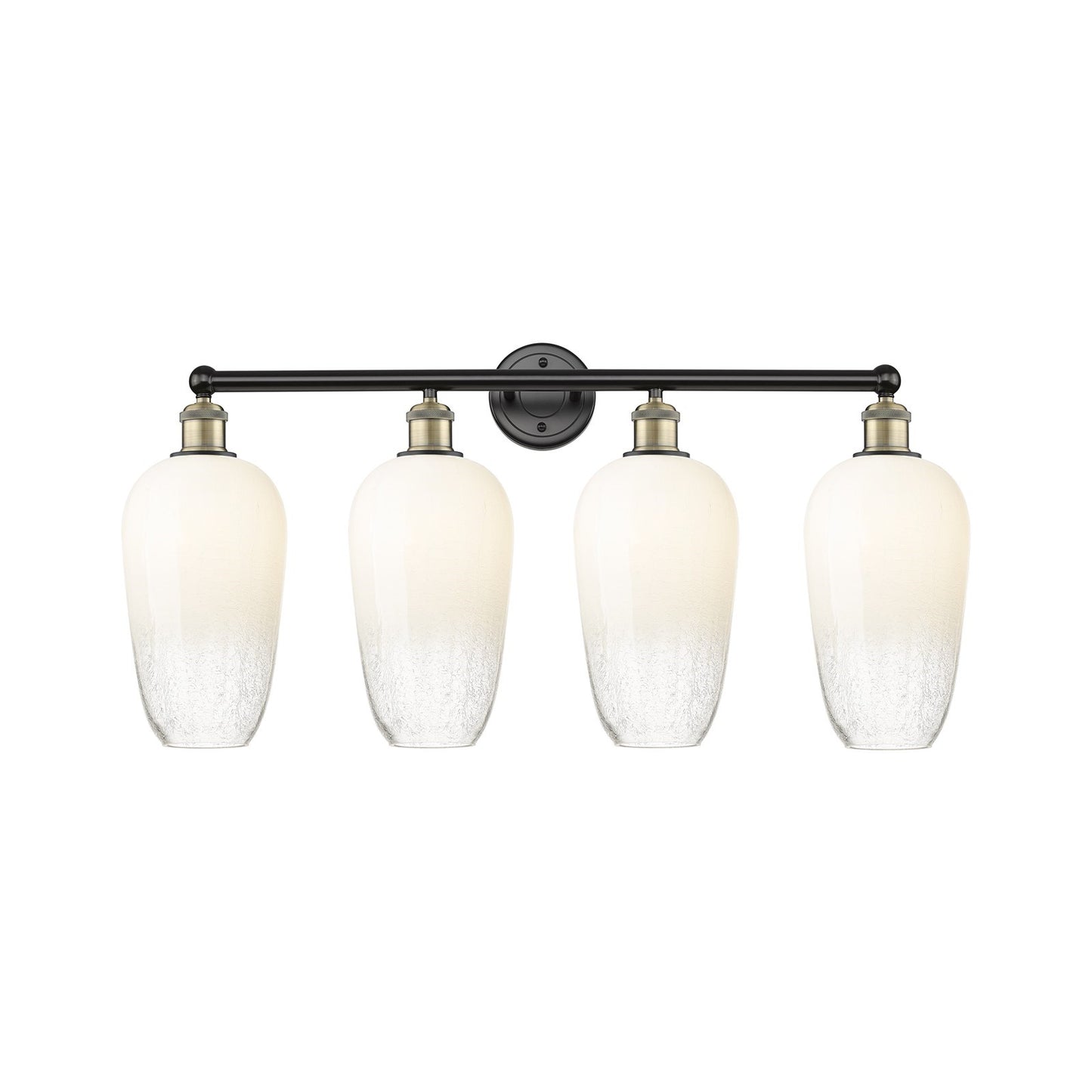 Innovations Brookhaven Flute 34in 4-Light Vanity Light | Industrial Black Antique Brass and Opal Glass | Bathroom Vanity | 34 | Model 616-4W-BAB-G484-7OP